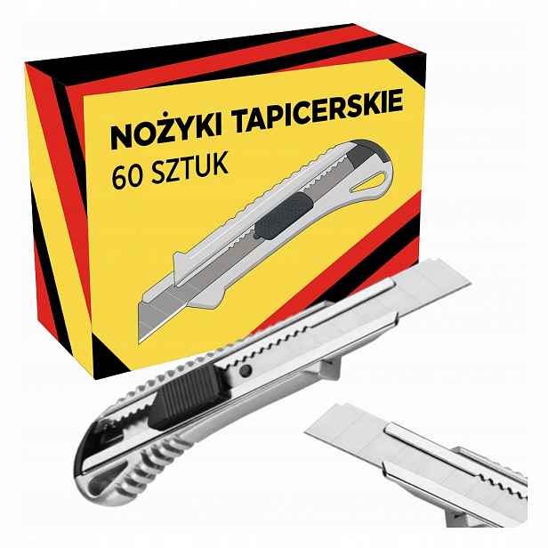 Nůž na tapety kovový 18 mm s odlamovacím ostřím, robustní, sada 60 kusů