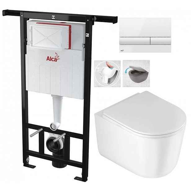 Předstěnový instalační systém s bílým tlačítkem M1710 + WC DEANTE Jasmin se sedátkem RIMLESS /VÍROVÉ SPLACH/ AM102/1120 M1710 JA1