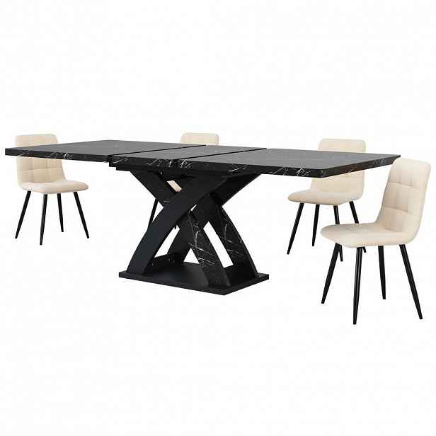 Redom JÍDELNÍ stůl 120/160/75 cm výsuvný s deskou z MDF a kovovou konstrukcí, černá