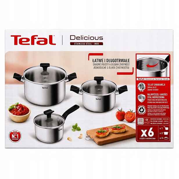 Tefal Delicious Sada hrnců 24cm/5,4L 20cm/3,1L rendlík 16cm/1,5L