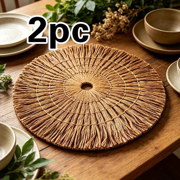 TEMU 2 ks, prostírání s třásněmi z přírodního materiálu, prostírání s třásněmi v bohémském stylu, kreativní prostírání z přírodního materiálu, vhodné