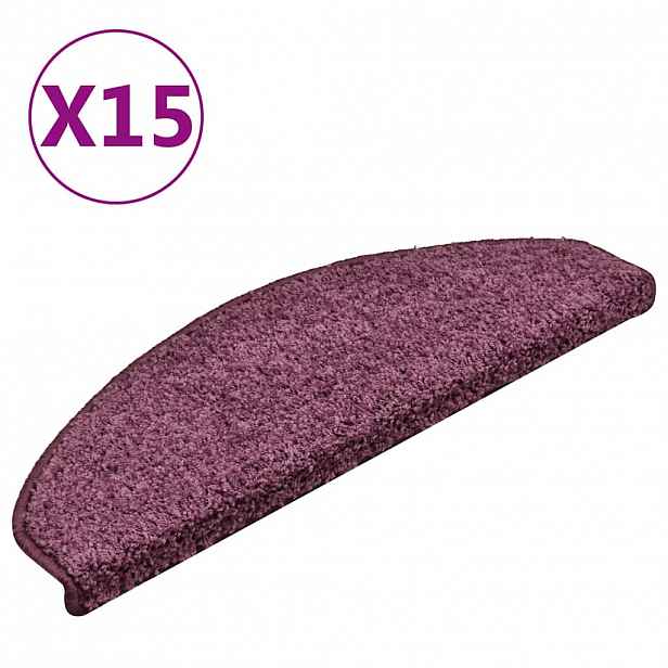 vidaXL Schodové rohože 15 ks 65 x 21 x 4 cm tmavě fialové, půlkulaté, velké