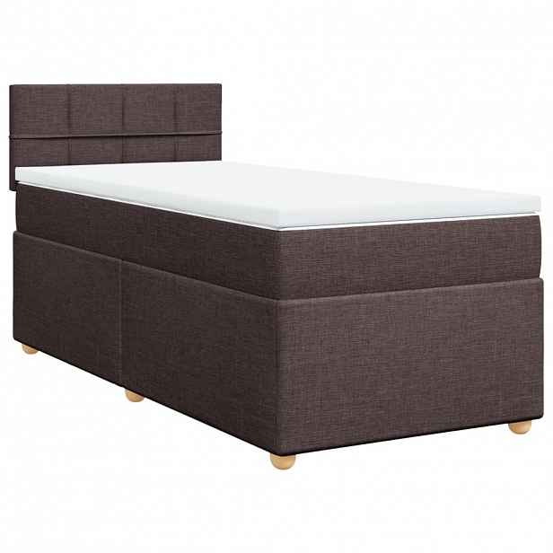 vidaXL Box spring postel s matrací tmavě hnědá 100 x 200 cm textil