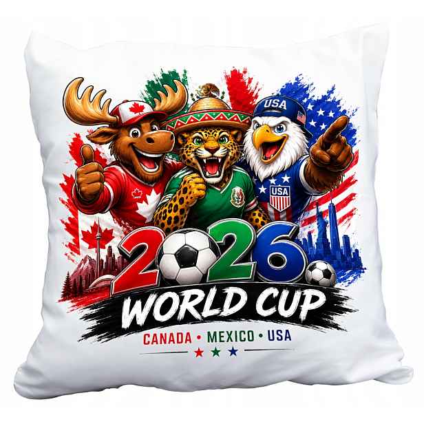 Polštář Bílý Mundial 2026 World Cup Fotbal Dárek Jméno