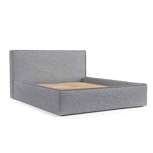 Šedá čalouněná dvoulůžková postel s úložným prostorem s roštem 160x200 cm Lounge L – Maison de Rêve