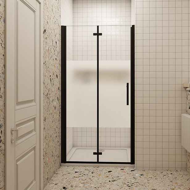 Sprchové dveře MELODY BLACK LINE B8 110 cm, zalamovací, 110–112 × 195 cm