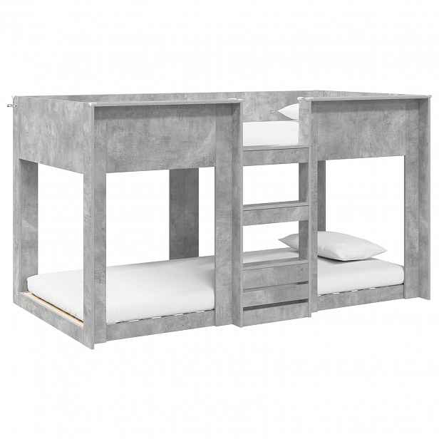 vidaXL Patrová postel pro děti Betonově šedá 90 x 200 cm