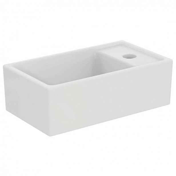 Ideal Standard Tempo - Umývátko na desku, 37x21 cm, bez přepadu, 1 otvor pro baterii vpravo, bílá E210901