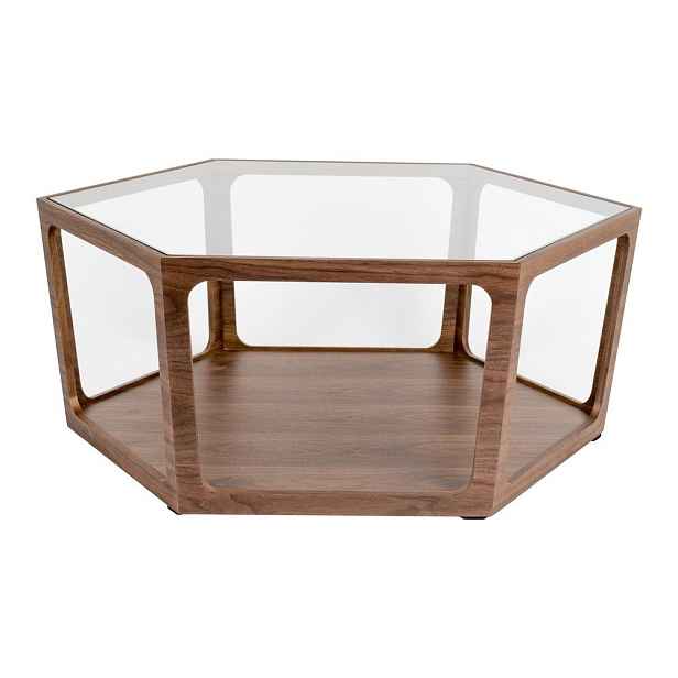 Konferenční stolek se skleněnou deskou v tmavě přírodní barvě 80x92,5 cm Sita – Dutchbone