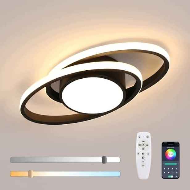 Moderní Led Stropní Svítidlo Ring, Černé, 39W, S Dálkovým Ovládáním, Vhodné Do Obývacího Pokoje