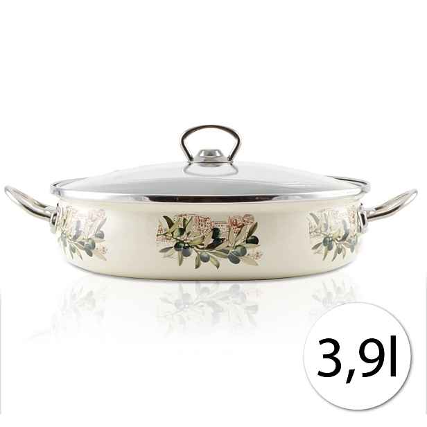 Perfect Home 14836 Smaltovaný kastrol s poklicí PROVENSAL 3,9 L, 30 cm, ecru