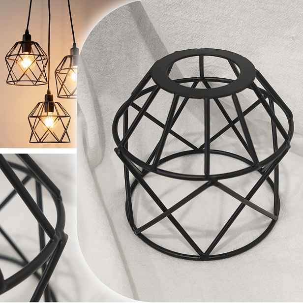 TEMU Geometrický kovový klecový stínítko na závěsné svítidlo, černý drátěný mini průmyslový kryt lampy pro chodbu, ložnici, minimalistické domácí