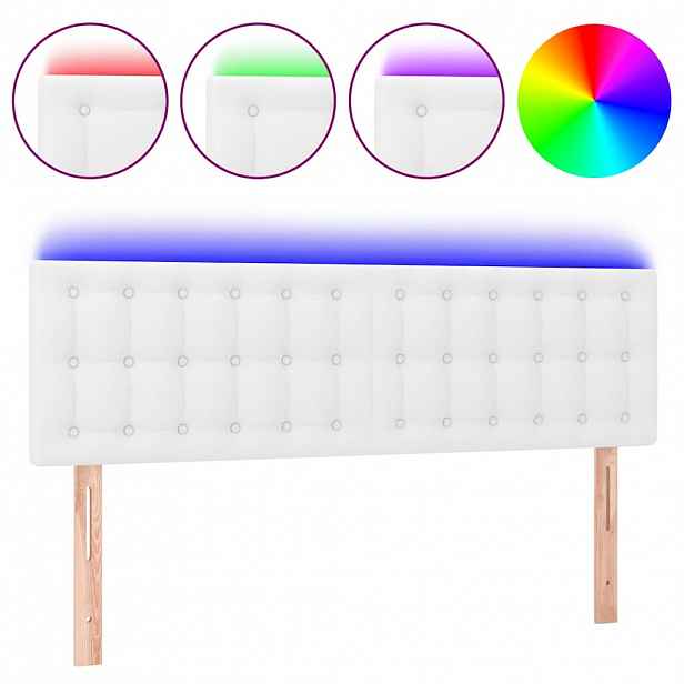vidaXL Čelo postele s LED bílé 144x5x78/88 cm umělá kůže