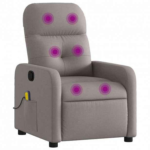 vidaXL Masážní polohovací křeslo taupe textil