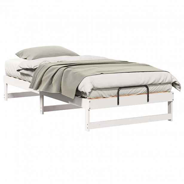 vidaXL Rám postele Bílá 100 x 210 cm Masivní borové dřevo