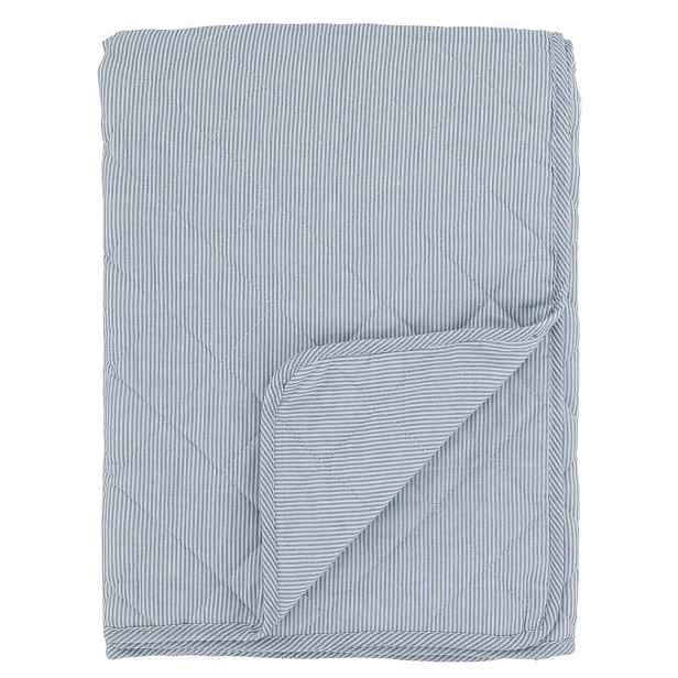 Bílo-modrý pruhovaný bavlněný přehoz Aix Quilt - 130*180 cm Chic Antique