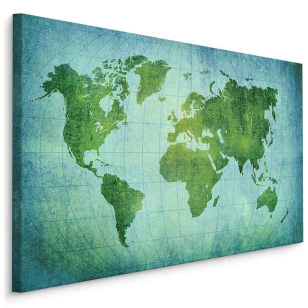 MyBestHome BOX Plátno Zeleno-Modrá Mapa Světa Varianta: 100x70
