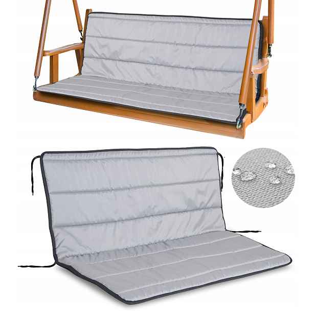 Polštář Zahradní 120x50x50 cm na lavičku Houpačka Voděodolná Prošívaná Šedá