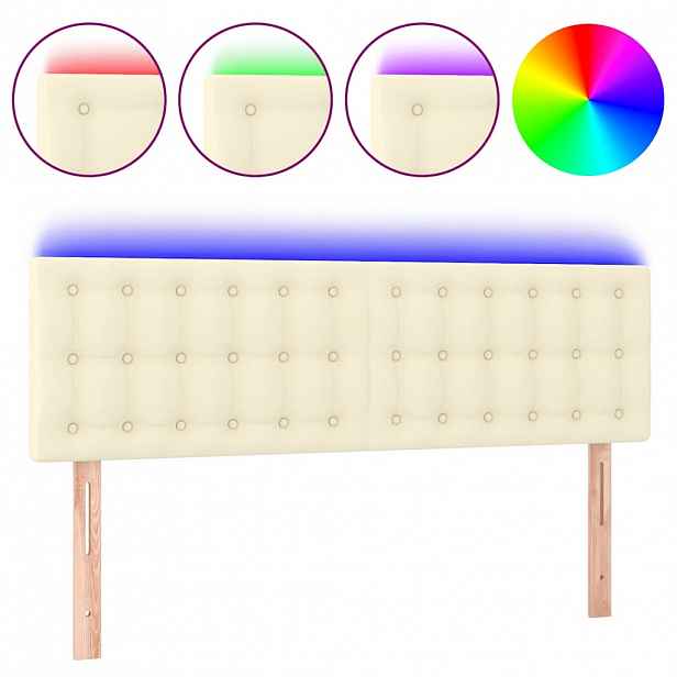 vidaXL Čelo postele s LED krémové 144x5x78/88 cm umělá kůže