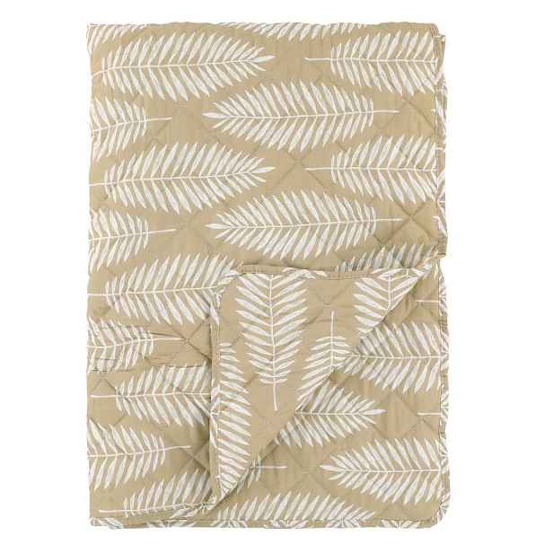 Béžový prošívaný bavlněný přehoz s tropickými listy Aix Quilt - 130*180 cm Chic Antique