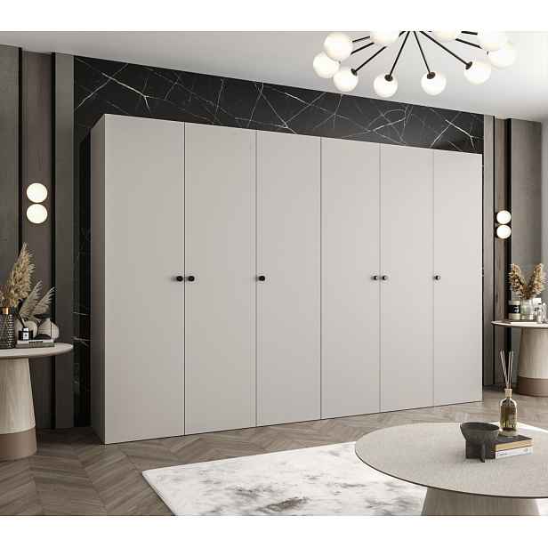 Elegantní šatní skříň CAITIR 1 300 cm - kašmír / černé úchyty