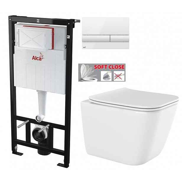 Předstěnový instalační systém s bílým tlačítkem M1710 + WC INVENA PAROS  + SEDÁTKO AM101/1120 M1710 RO1