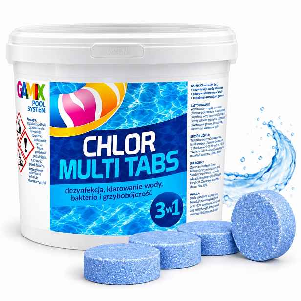 Proti Řasám Chlor Multi 3V1 3KG Tablety 200G 15X200G Do Bazénu Vody
