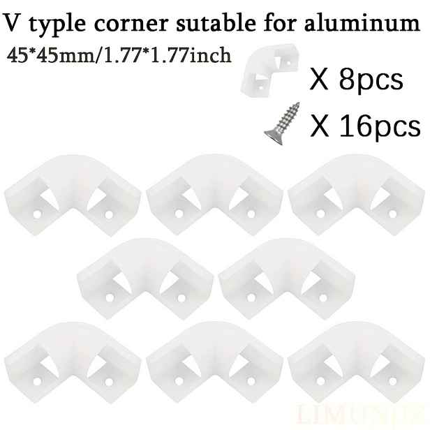 TEMU LED hliníkový profilový rohový set pro LED pásky - 45x45mm/1.77x1.77in, 90stupňové konektory se šroubovacím úhlovým otočným řešením, plastový
