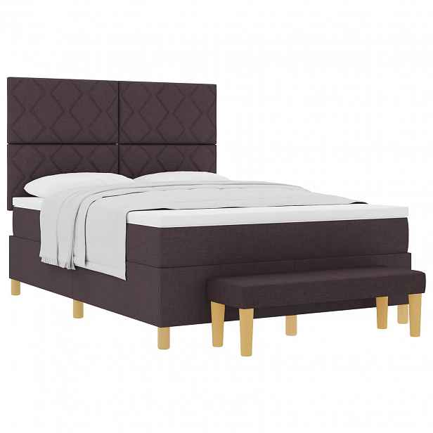 vidaXL Postel s boxspringem s čelo Tmavě hnědá 200 x 140 cm textil