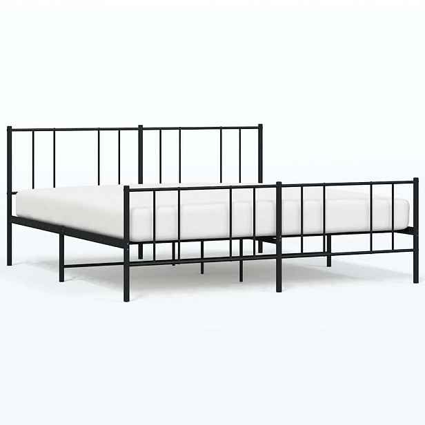 vidaXL Kovový rám postele s hlavovým a nožním čelem černý 183 x 213 cm