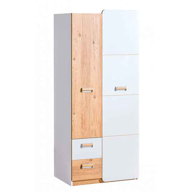 Kombinovaná šatní skříň 80 cm CEDAR - dub nash / bílá