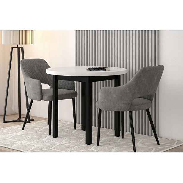 Kulatý jídelní stůl 90 cm LIRIDON - bílý / černý