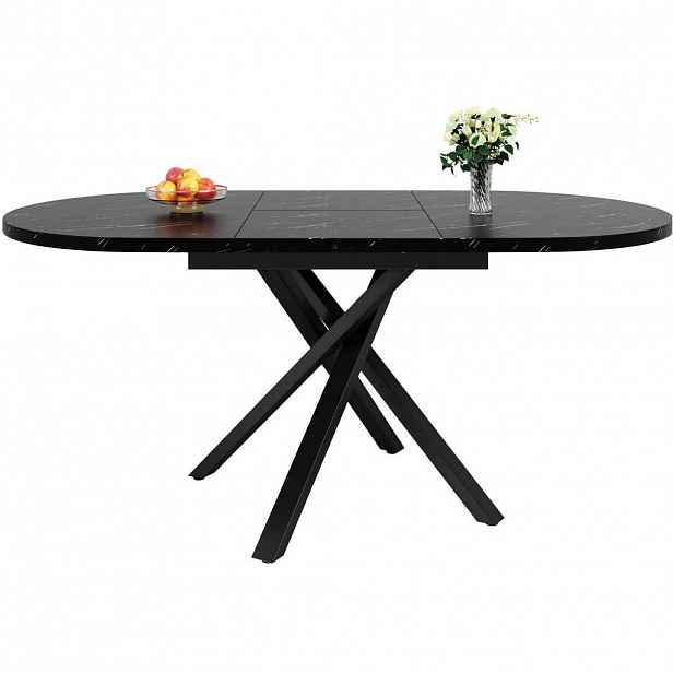 Modfu JÍDELNÍ stůl 100(140)x100x75,5 cm černý z MDF a kovu s výsuvnou deskou