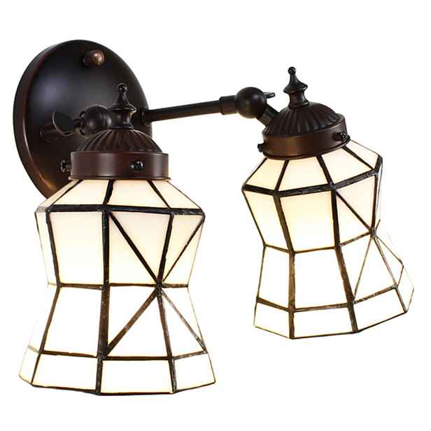 Nástěnná lampa Tiffany s bílými stínidly Joanne - 30*23*23 cm E14/max 2*25W Clayre & Eef