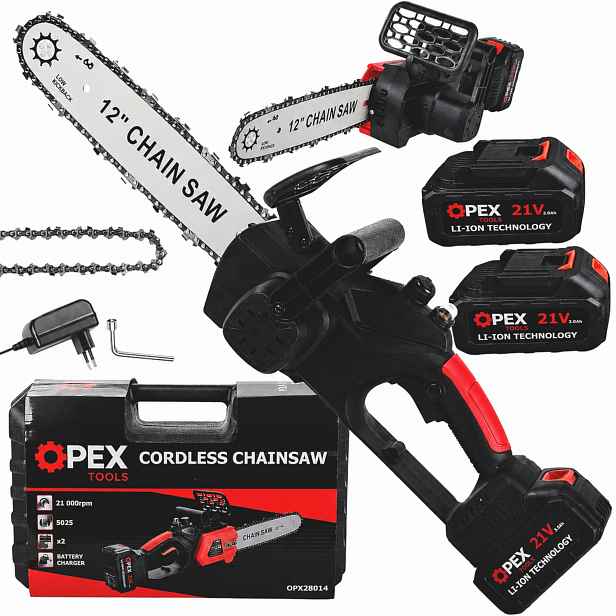 Opex Tools 28014 Akumulátorová řetězová pila 12", 21 V, 2x 3,0 Ah, kufřík