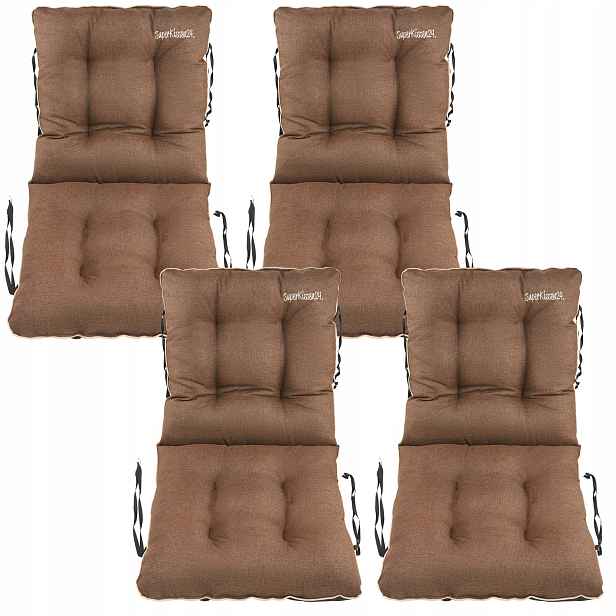Polštář na židli 48x48x48 hnědý len set 4ks