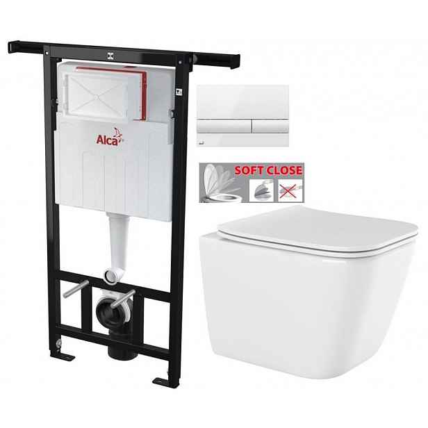 Předstěnový instalační systém s bílým tlačítkem M1710 + WC INVENA PAROS  + SEDÁTKO AM102/1120 M1710 RO1