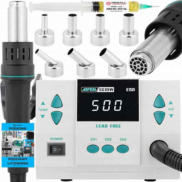 Set Pájecí Stanice Hot Air Pro Svařovač Plastů Aifen 861DW 1000W Lv1