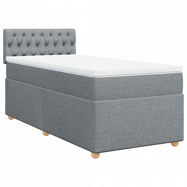 vidaXL Box spring postel s matrací světle šedý 100 x 200 cm textil