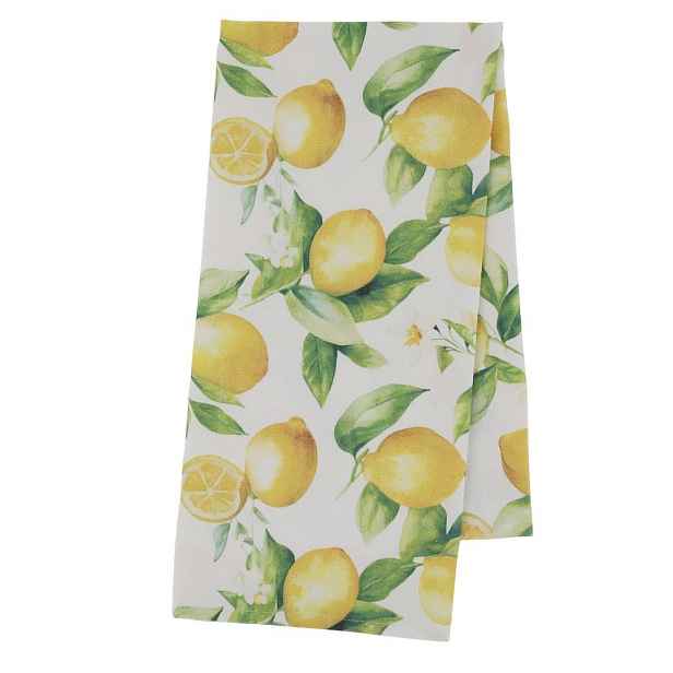 Bílá bavlněná utěrka s citróny Aix Limone Blossom - 50*70 cm Chic Antique