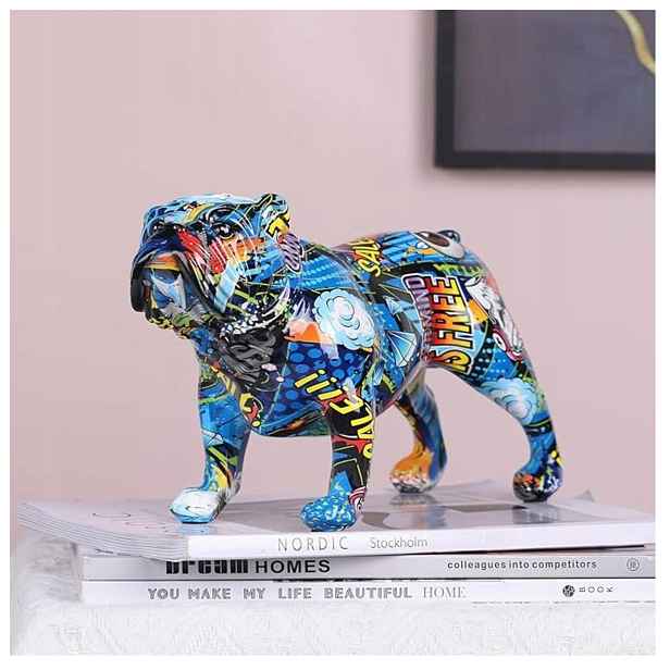 Figurka Socha psa Anglický buldoček Dekorace Pes Grafitti Figura