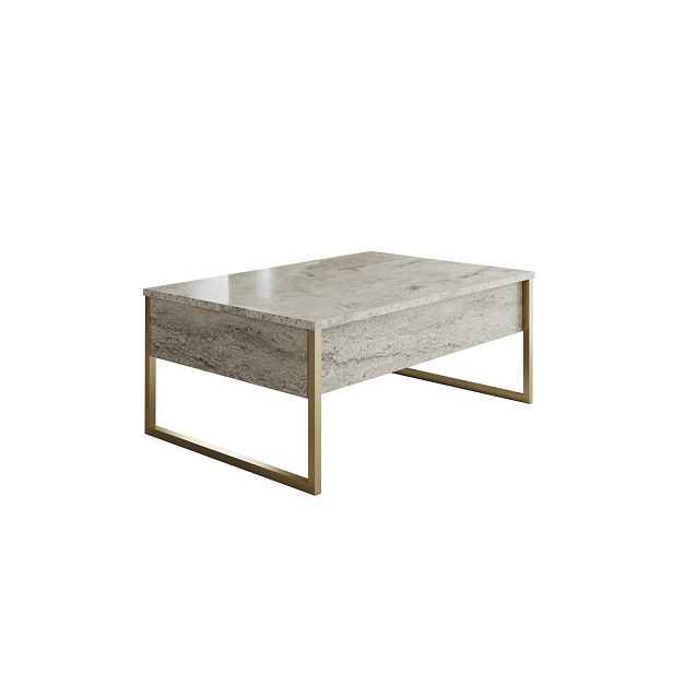Konferenční stolek Luxe Travertine and Gold