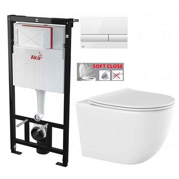 Předstěnový instalační systém s bílým tlačítkem M1710 + WC INVENA TINOS  + SEDÁTKO AM101/1120 M1710 NO1
