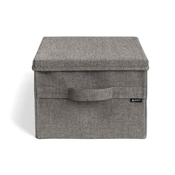Šedý látkový úložný box s víkem 31x41x22 cm Soft Storage Medium – Bigso