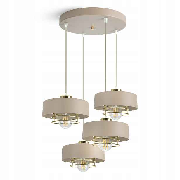 Velká Závěsné Stropní Svítidlo Béžový lustr Ecru Zlato 4xE27 Led 760-EZ4