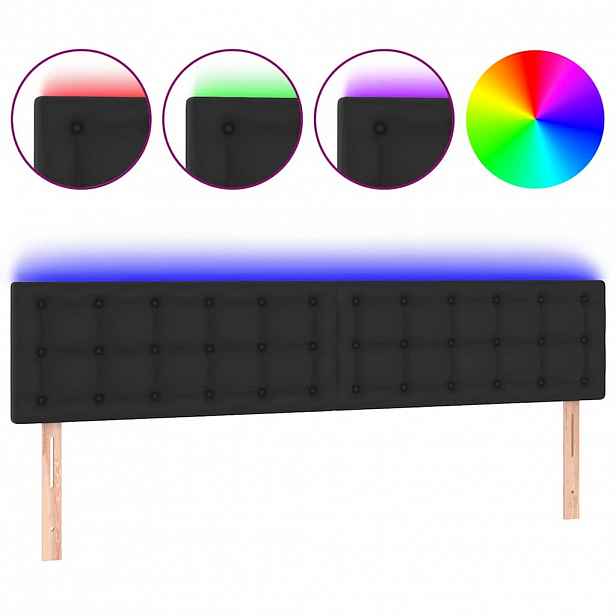 vidaXL Čelo postele s LED černé 160x5x78/88 cm umělá kůže