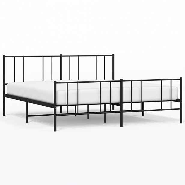 vidaXL Kovový rám postele s hlavovým a nožním čelem černý 200 x 200 cm