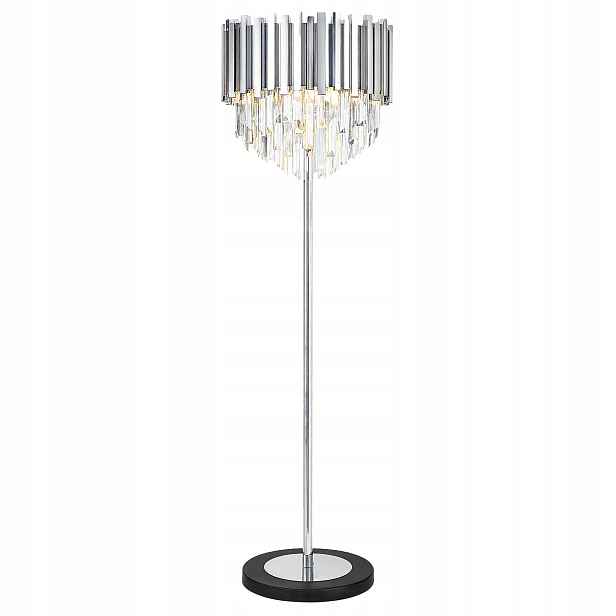 Křišťálová Lampa Glamour Stříbrná Podlahová Stojící Moderní Chrom 3xE14