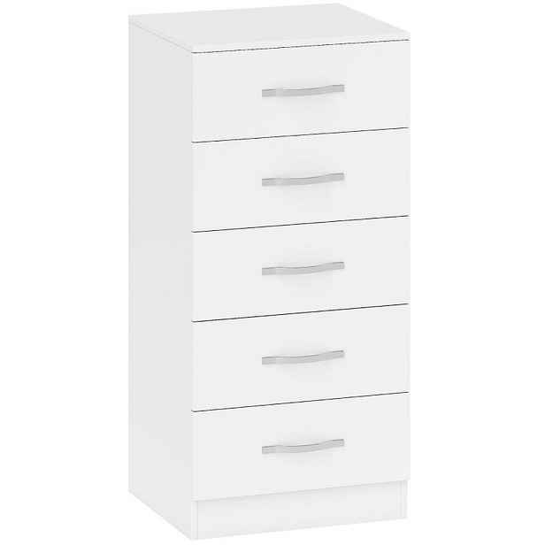 Modenvie KOMODA s 5 zásuvkami, 40/35/85 cm, dřevěný materiál bílá