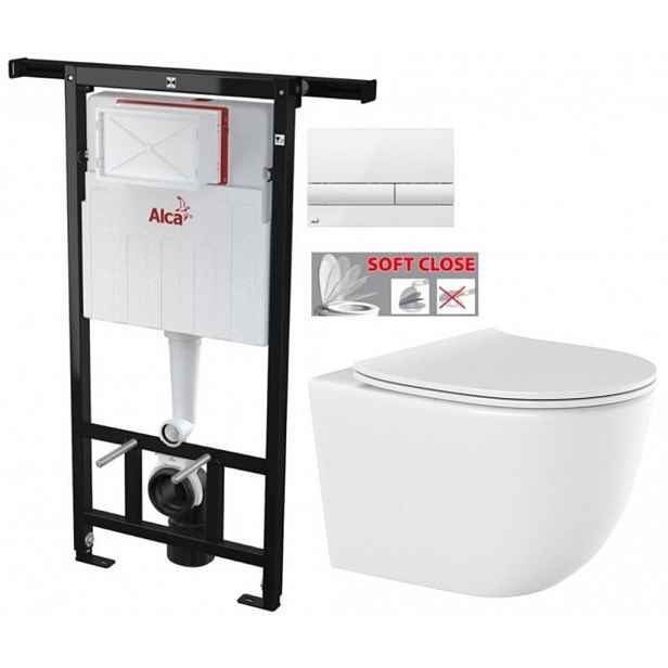 Předstěnový instalační systém s bílým tlačítkem M1710 + WC INVENA TINOS  + SEDÁTKO AM102/1120 M1710 NO1
